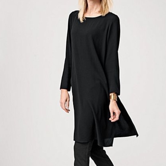 Eileen Fisher Tops - Eileen Fisher Tunic Womens Large Black Silk Minimal Flowy Contemporary Modest